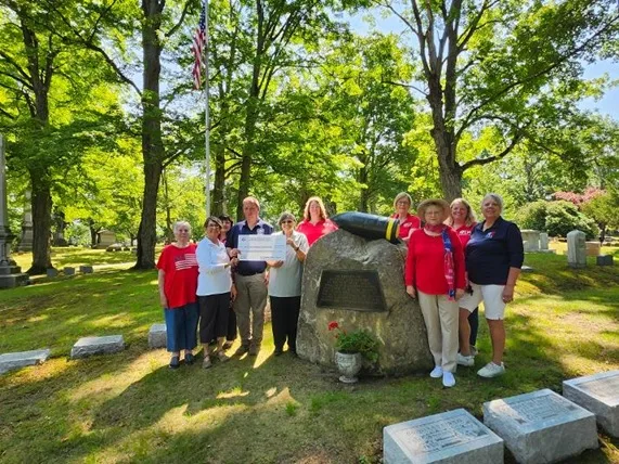 DAR presents check to clean veteran gravestones in Lake View Cemetery